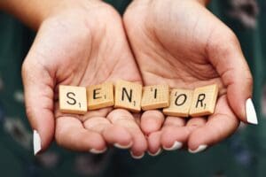 The word senior formed from tiles