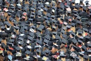 Graduates with their caps
