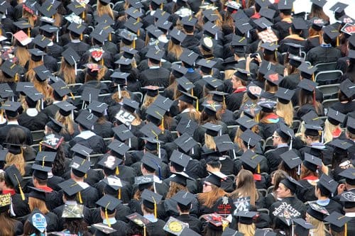 Graduates with their caps