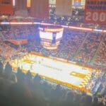 A view of the whole game from the top of the stands
