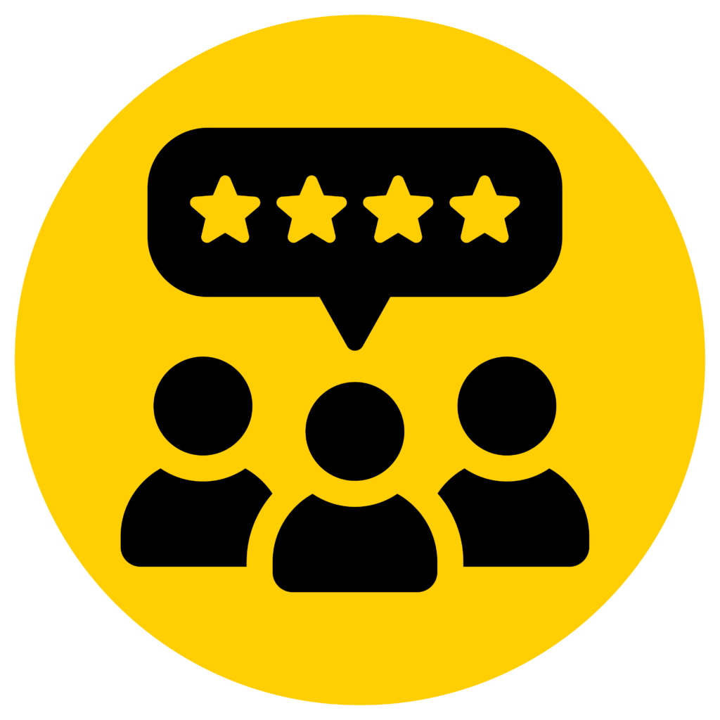 Group of three with four-star review