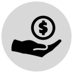 Hand holding dollar coin icon